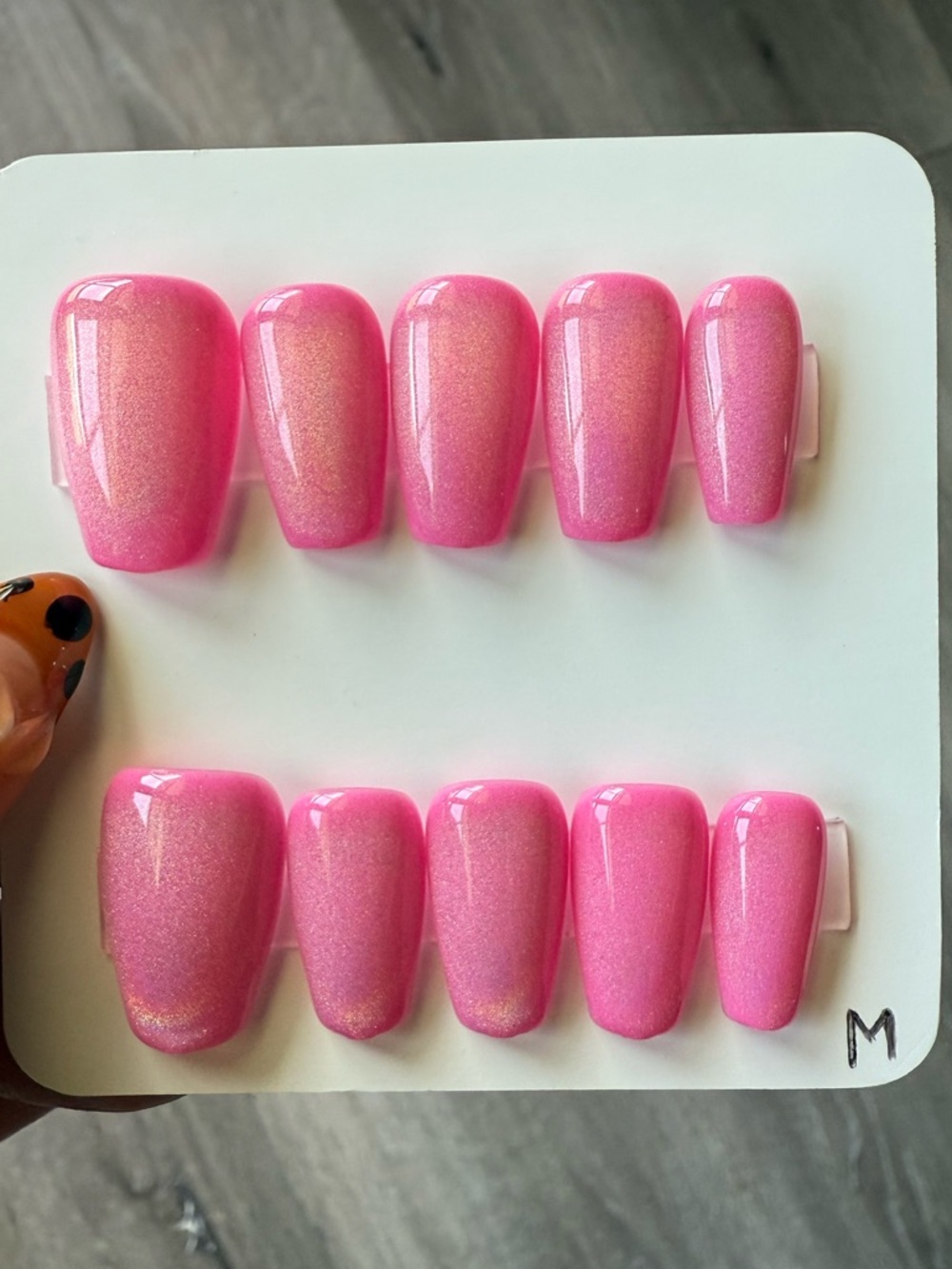 Shimmer Holographic Pink Press-On Nail Set